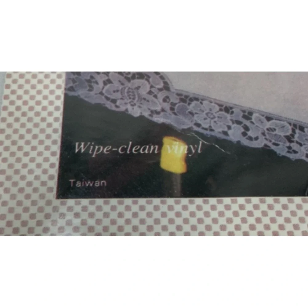 Vintage NOS Vinyl Needlepoint Floral Lace Look Tablecloth Wipes Clean 55